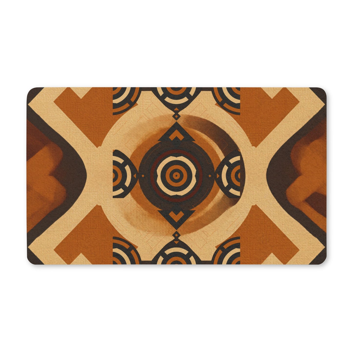 African Tribal Pattern Polyester Doormat — Bold Geometric Entry Mat