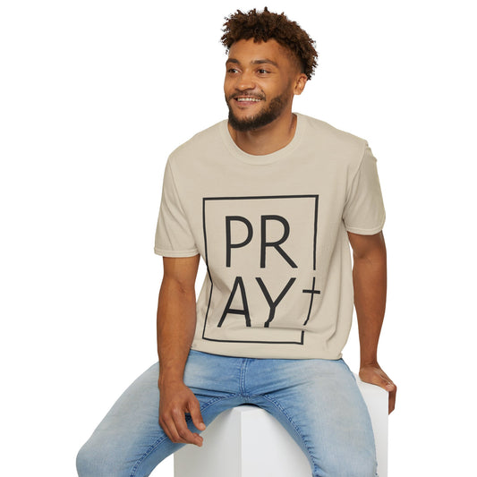 PRAY T‑Shirt — Minimal Faith Graphic Tee (Boxed Typography)