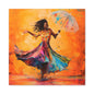African Woman Dancing in the Rain Canvas Print — Vibrant Umbrella Wall Art