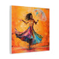 African Woman Dancing in the Rain Canvas Print — Vibrant Umbrella Wall Art
