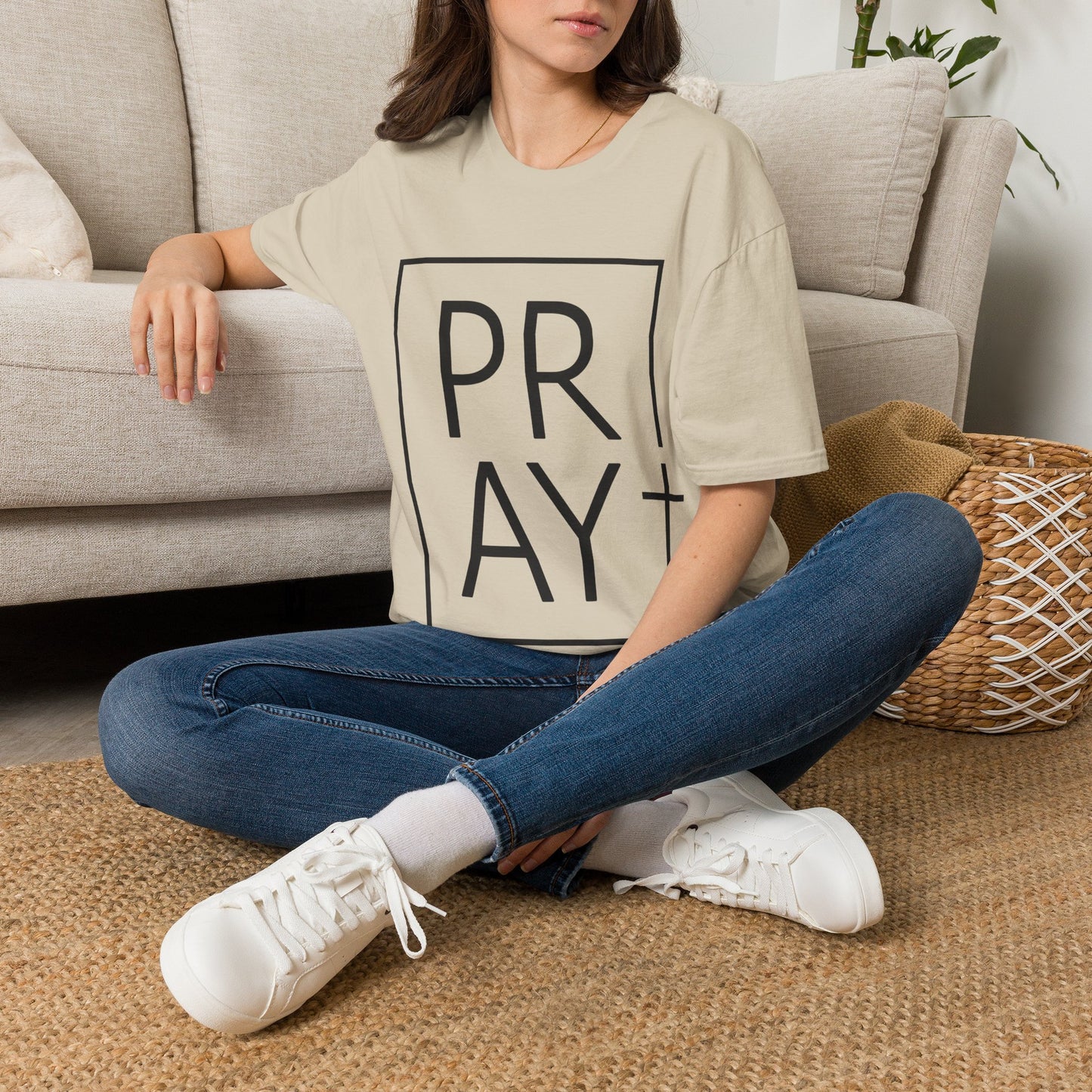 PRAY T‑Shirt — Minimal Faith Graphic Tee (Boxed Typography)