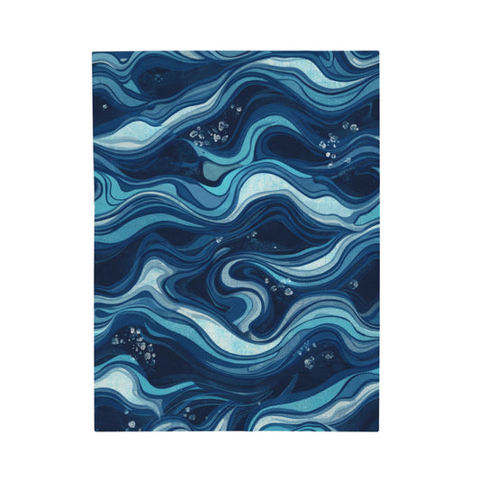 Velveteen Plush Blanket — Abstract Ocean Waves Repeat Pattern